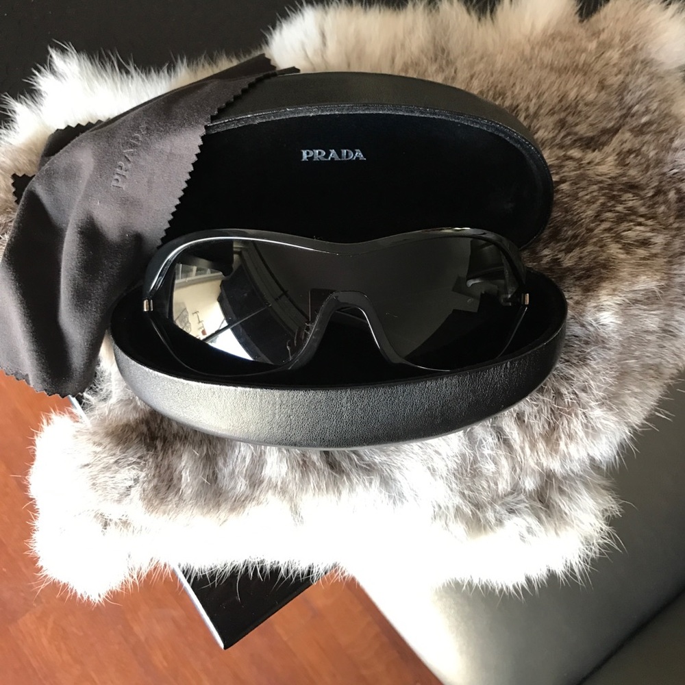 Prada Black Shield Sunglasses with Dark Lenses